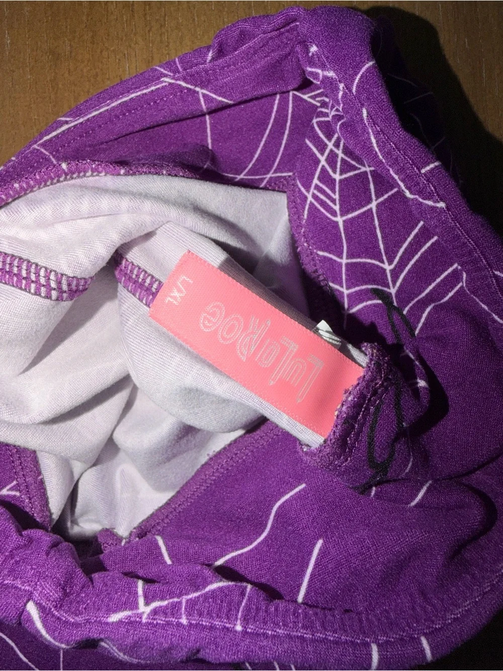 LuLaRoe Kids Halloween Purple Spider Web Leggings with Neon Green Accents
